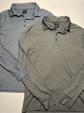 J.Crew Coolmax Polo Shirt Lot Mens Small Blue Gray Long Sleeve Performance